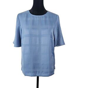 A New Day Womens Elegant Blue Plaid Print Blouse Size XS Casual Career Comfort